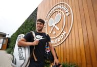 Carlos Alcaraz arrives for practice at Wimbledon
